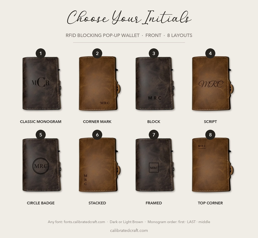 Choose your initials: 8 layouts