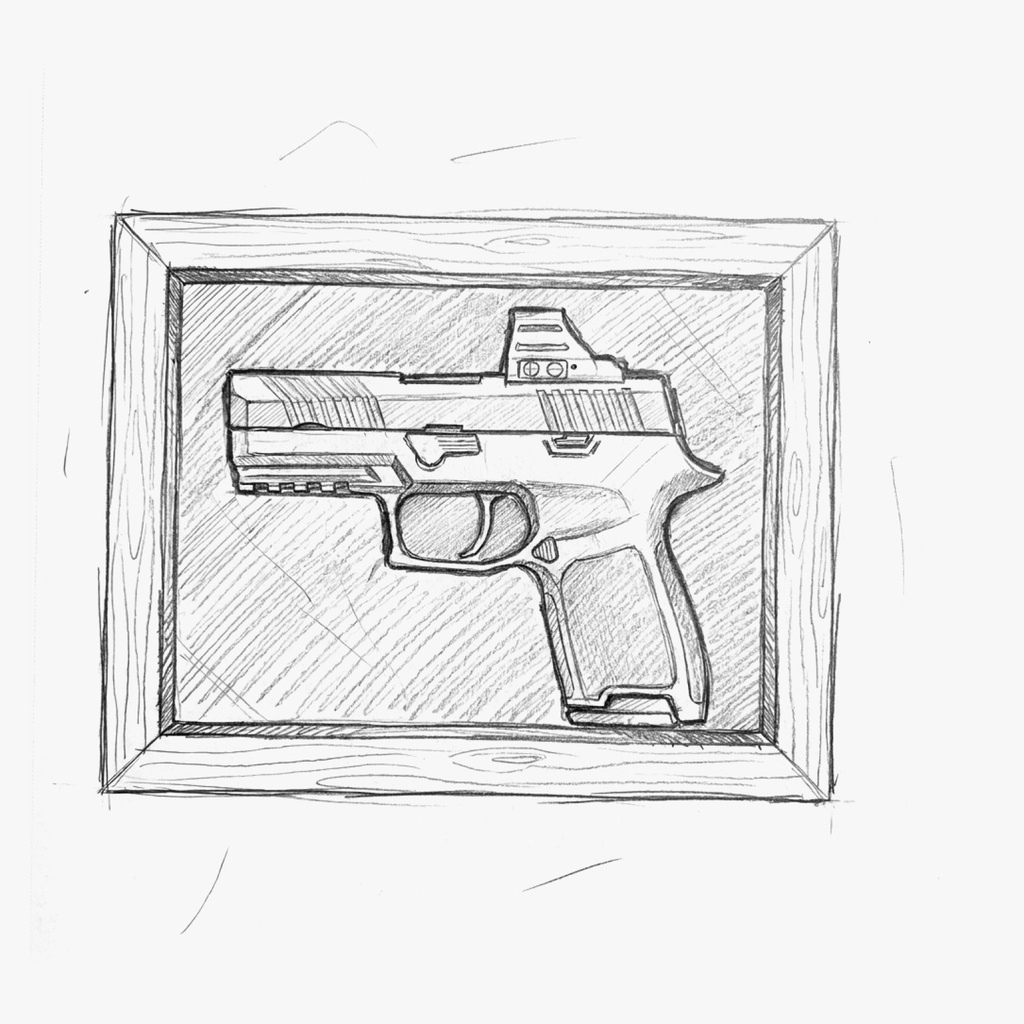 The Perfect Fit Display Case - Front view sketch