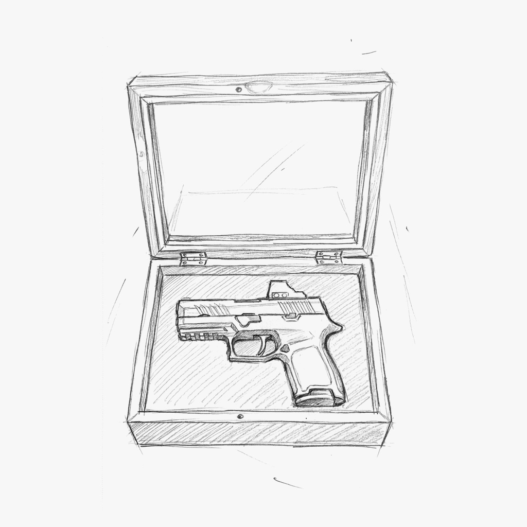 The Perfect Fit Display Case - Lid open sketch