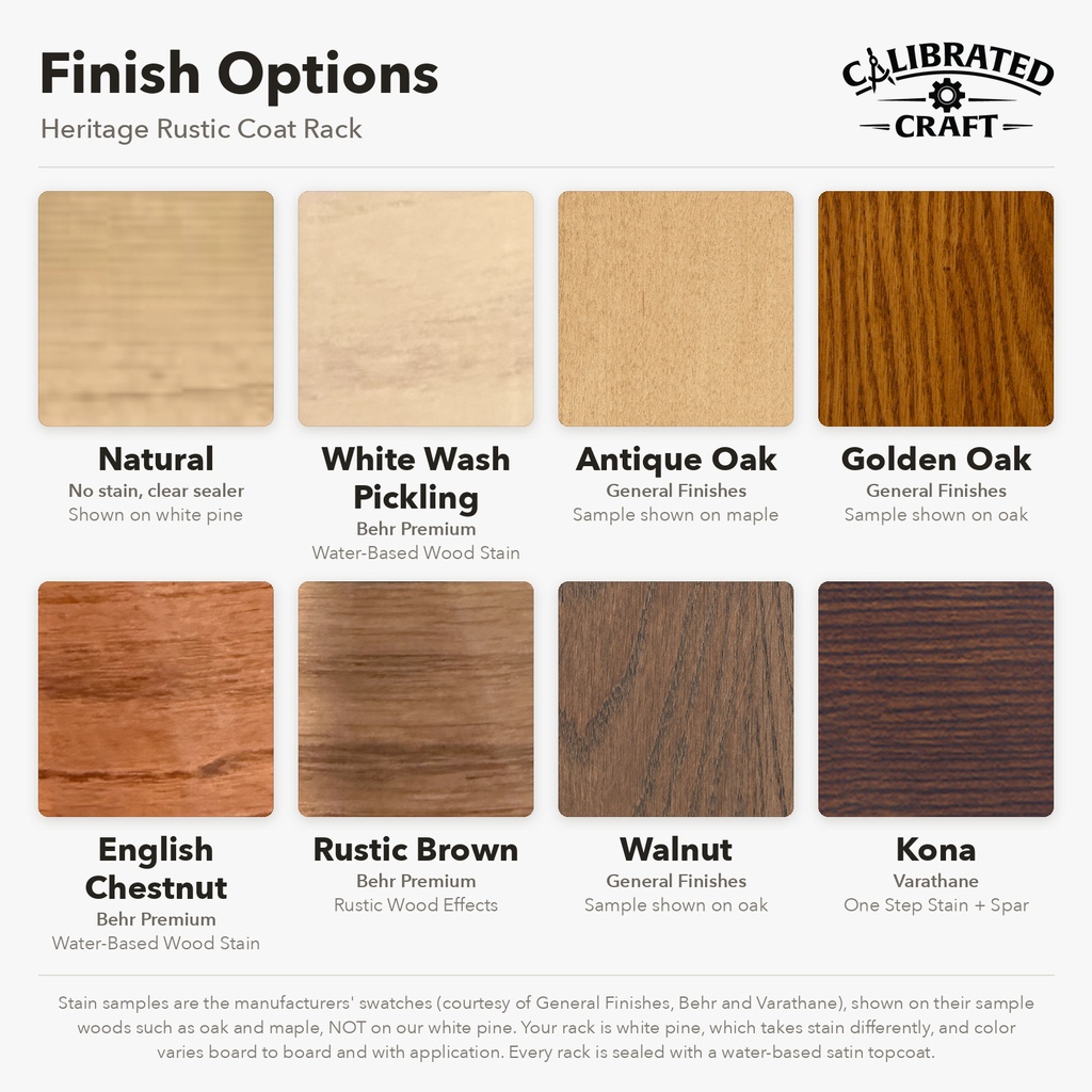 Finish options (stain samples)