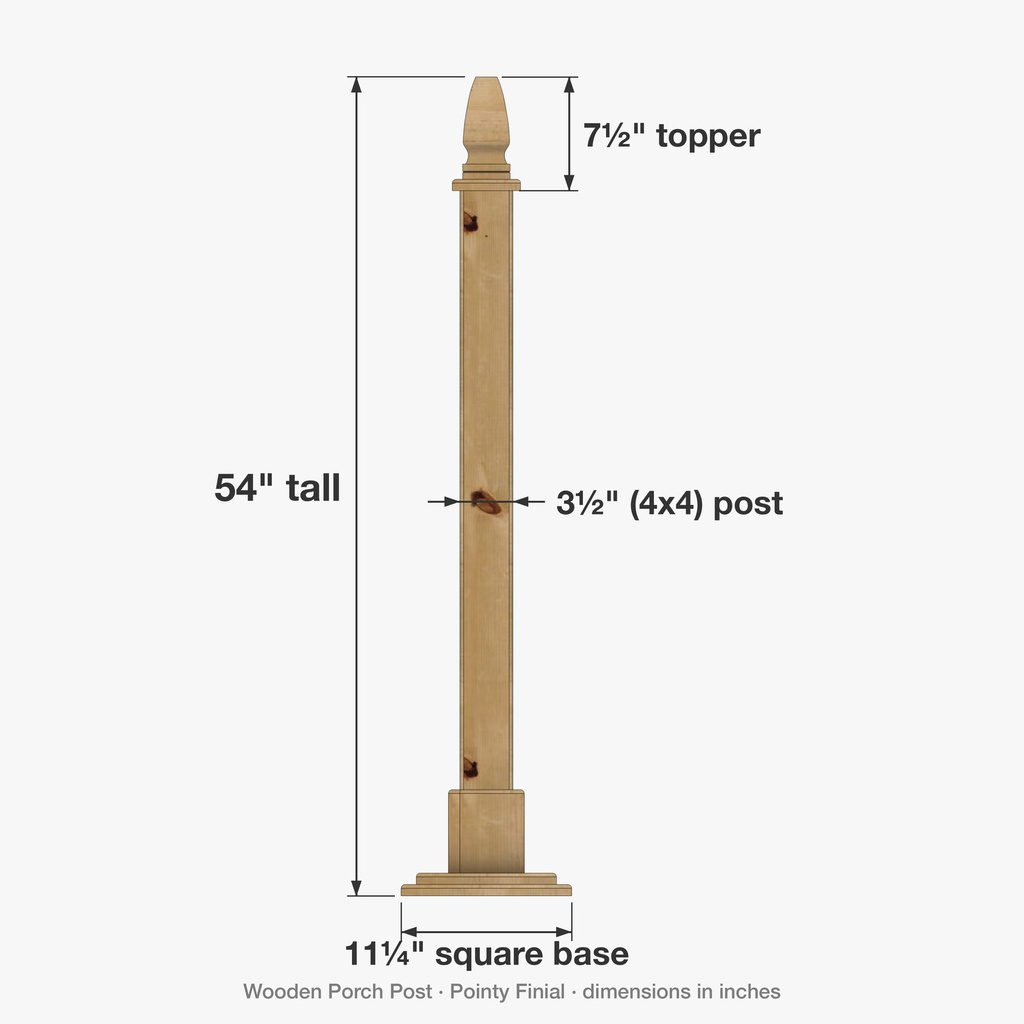 Dimensions - Pointy finial topper