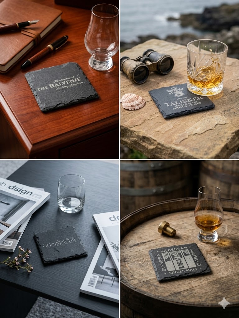 Scotch Lovers Slate Coasters – Assorted Set of 4 (Square)
