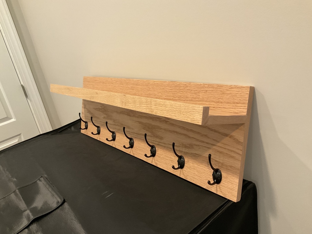 Premium Oak Coat Rack with Shelf