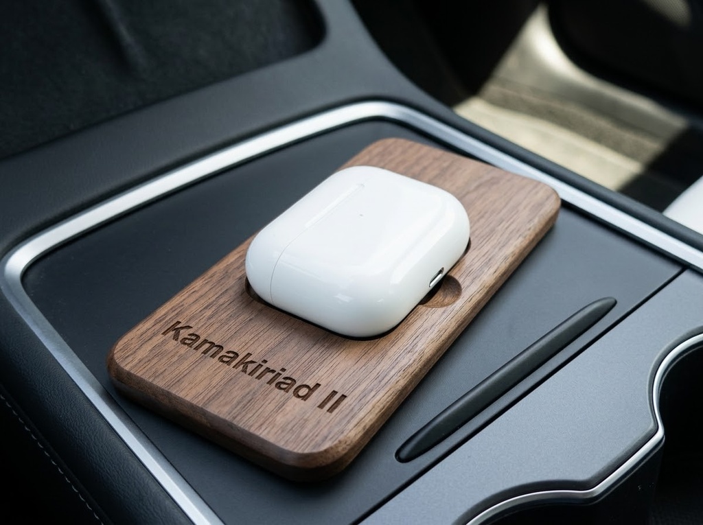 [ACD-PRO3-DRK-BLK] Wood Charging Dock Adapter for AirPods & Earbuds (None, AirPods Pro 3, Dark Hardwood – Natural Finish)