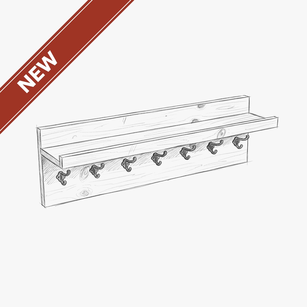 [HRC-24-NAT] Heritage Rustic Coat Rack (24" (5 hooks), Natural (clear satin, no stain))