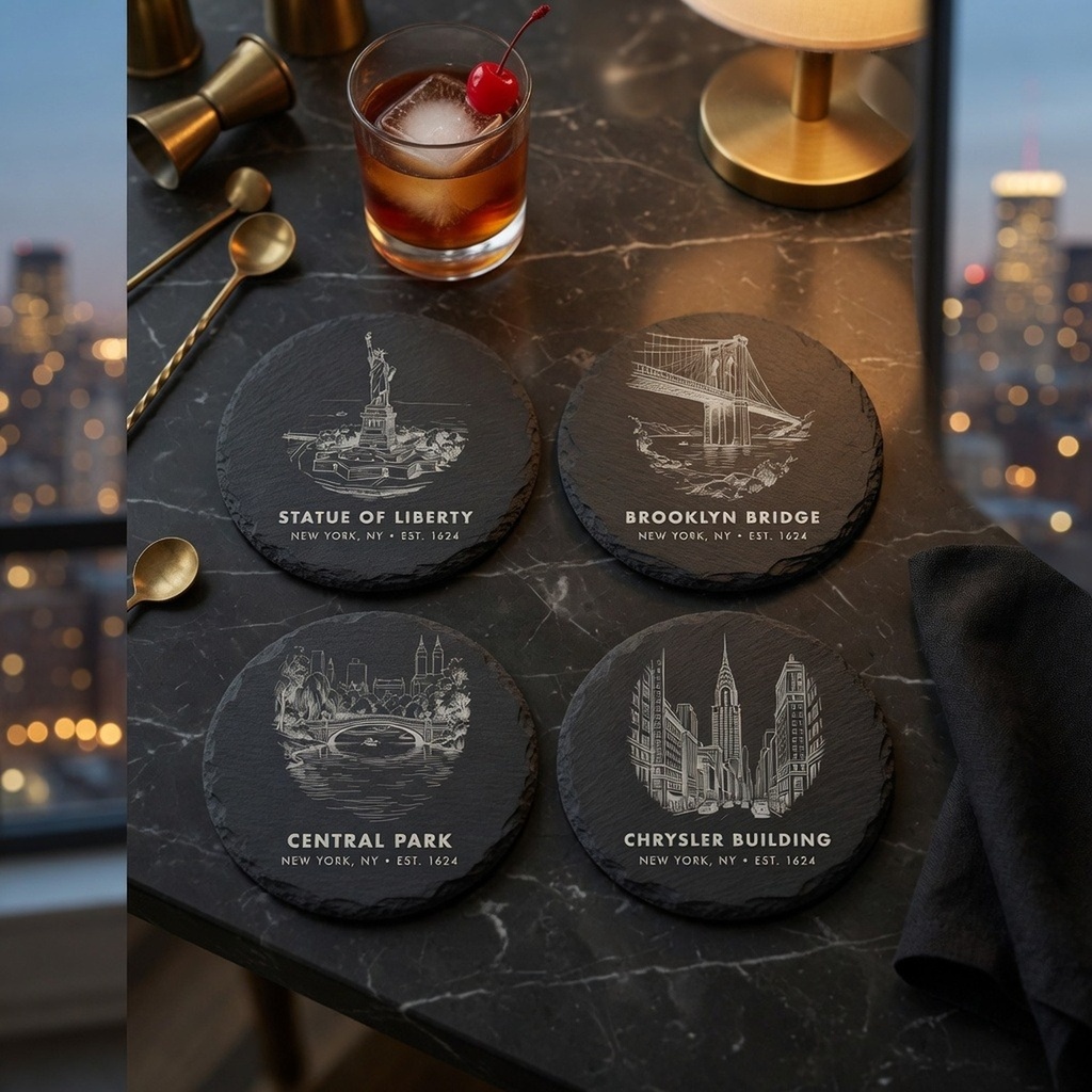 City Landmark Slate Coaster Set of 4