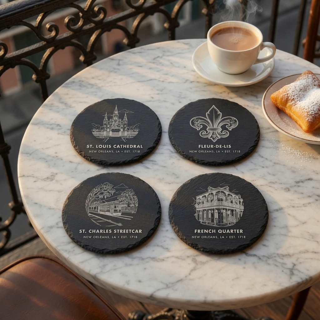 New Orleans Landmark Slate Coaster Set of 4