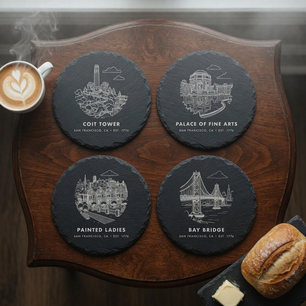 San Francisco Landmark Slate Coaster Set of 4