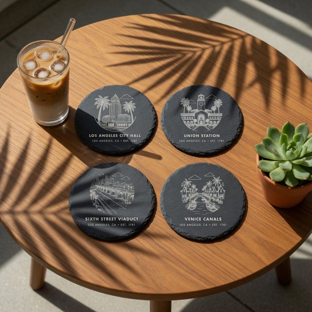 Los Angeles Landmark Slate Coaster Set of 4