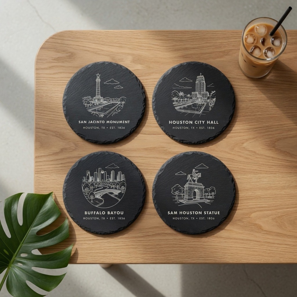 Houston Landmark Slate Coaster Set of 4