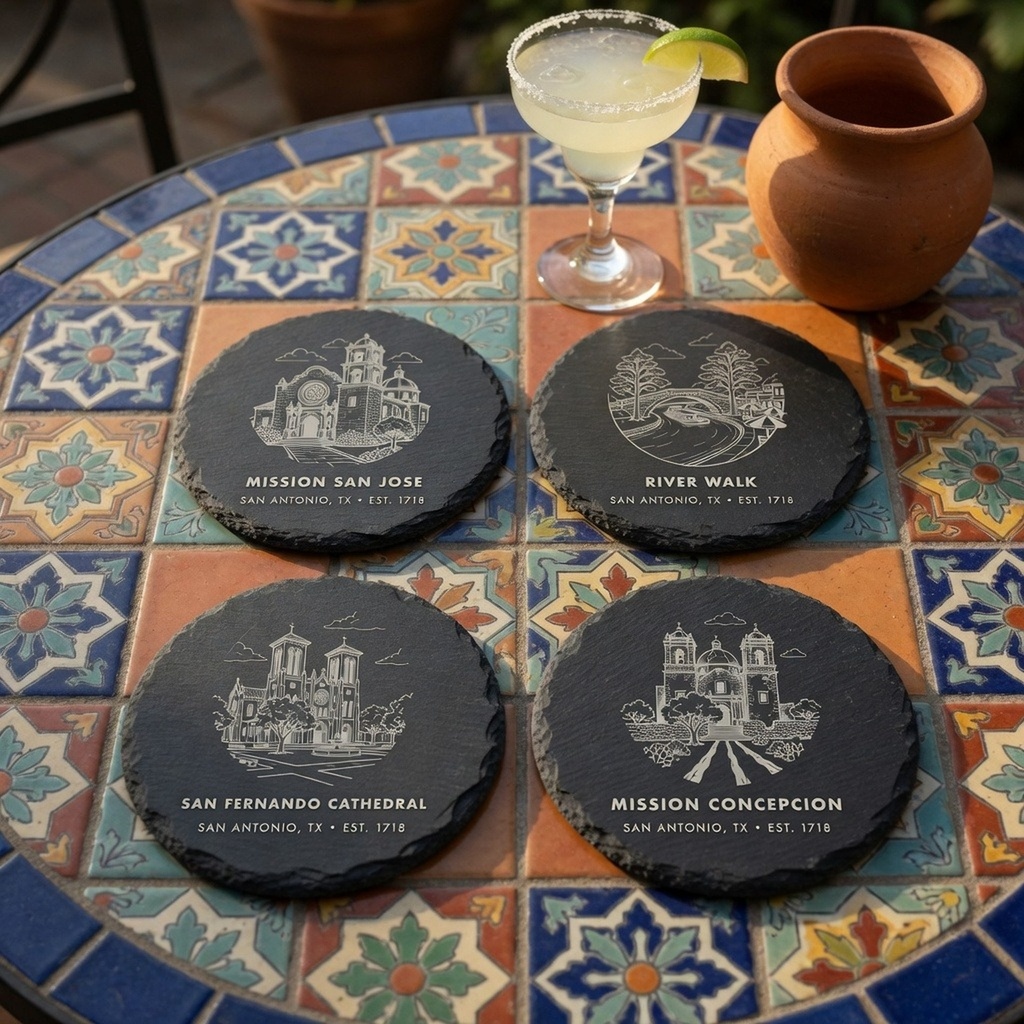 San Antonio Landmark Slate Coaster Set of 4
