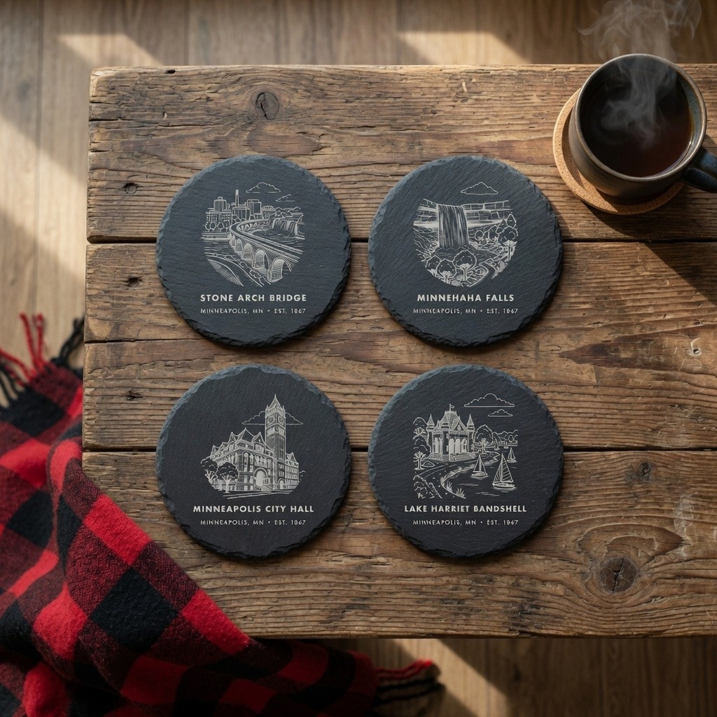 Minneapolis Landmark Slate Coaster Set of 4
