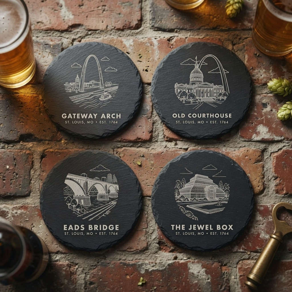 St. Louis Landmark Slate Coaster Set of 4