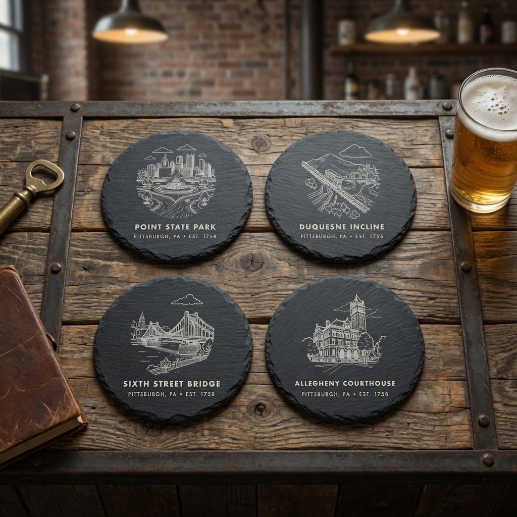 Pittsburgh Landmark Slate Coaster Set of 4