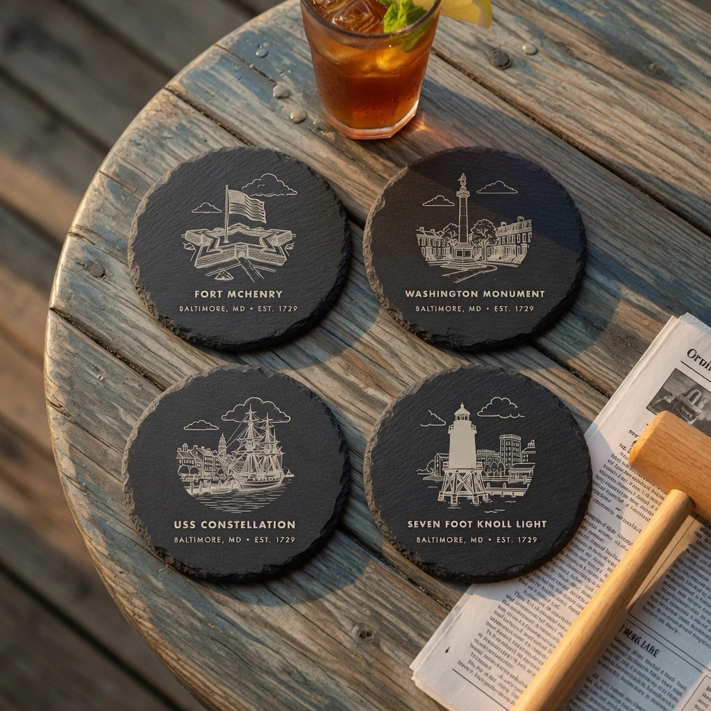 Baltimore Landmark Slate Coaster Set of 4
