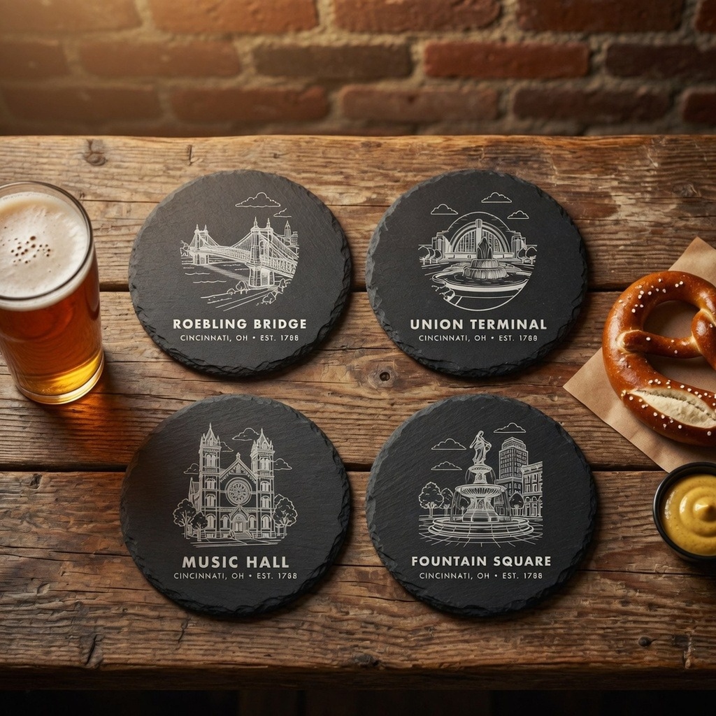 Cincinnati Landmark Slate Coaster Set of 4