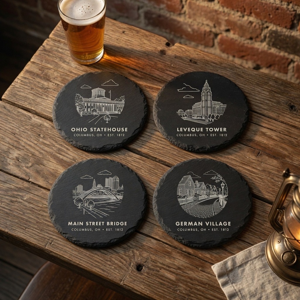 Columbus Landmark Slate Coaster Set of 4
