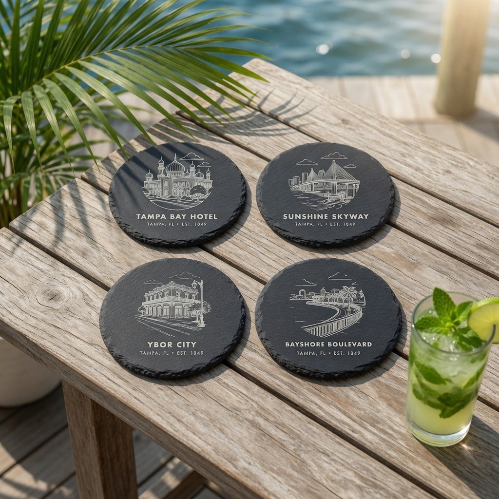 Tampa Landmark Slate Coaster Set of 4