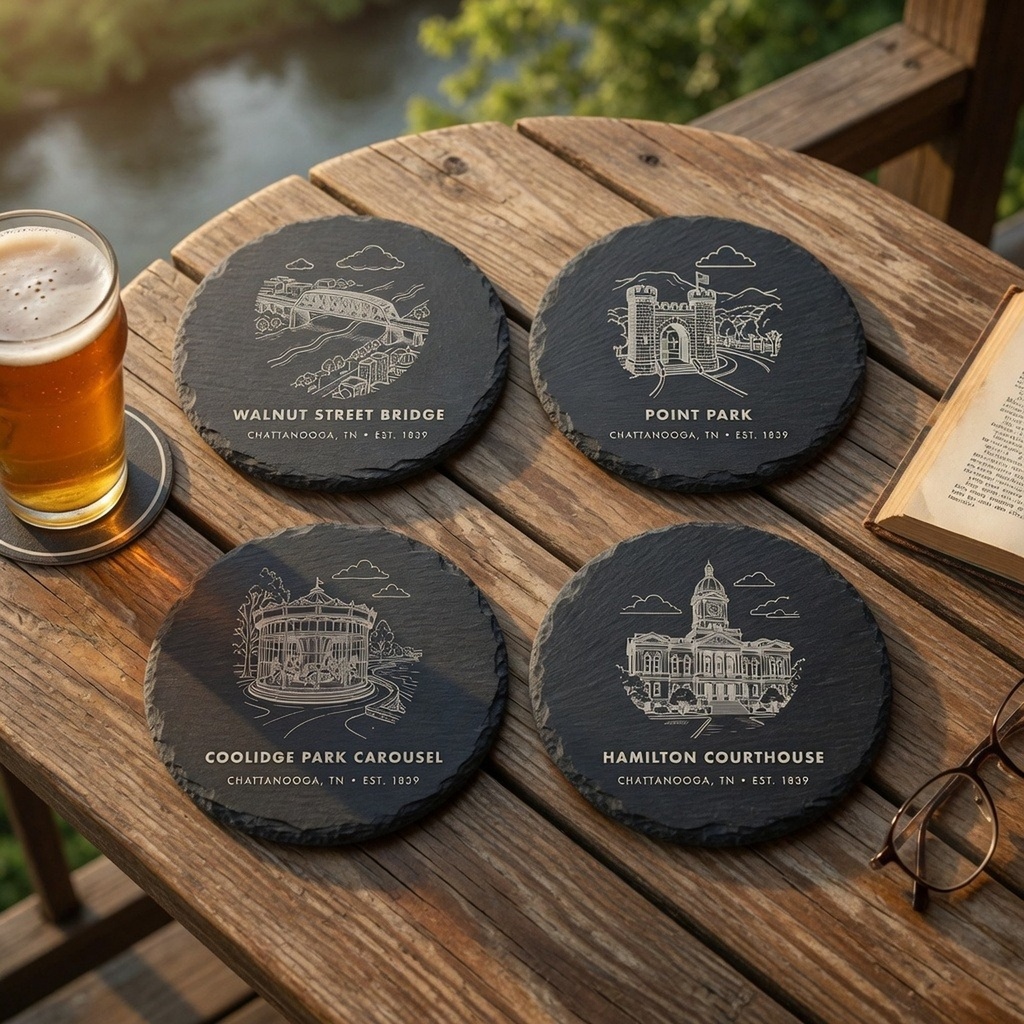 Chattanooga Landmark Slate Coaster Set of 4
