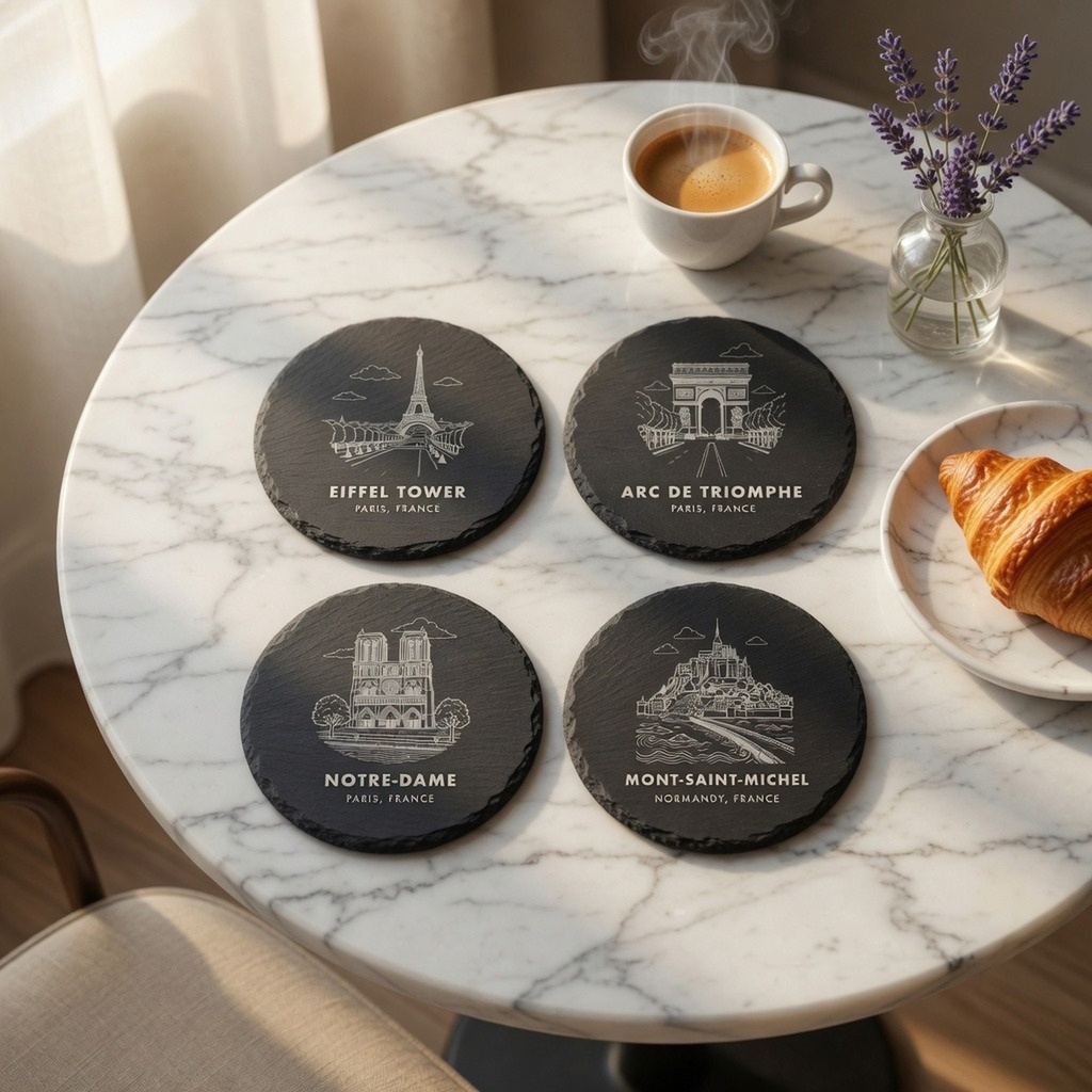 France Landmark Slate Coaster Set of 4