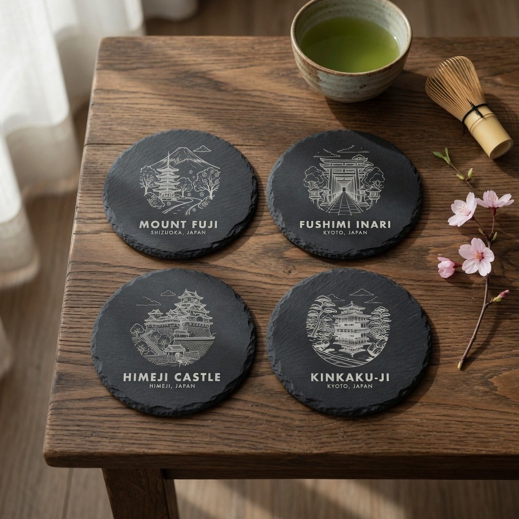 Japan Landmark Slate Coaster Set of 4