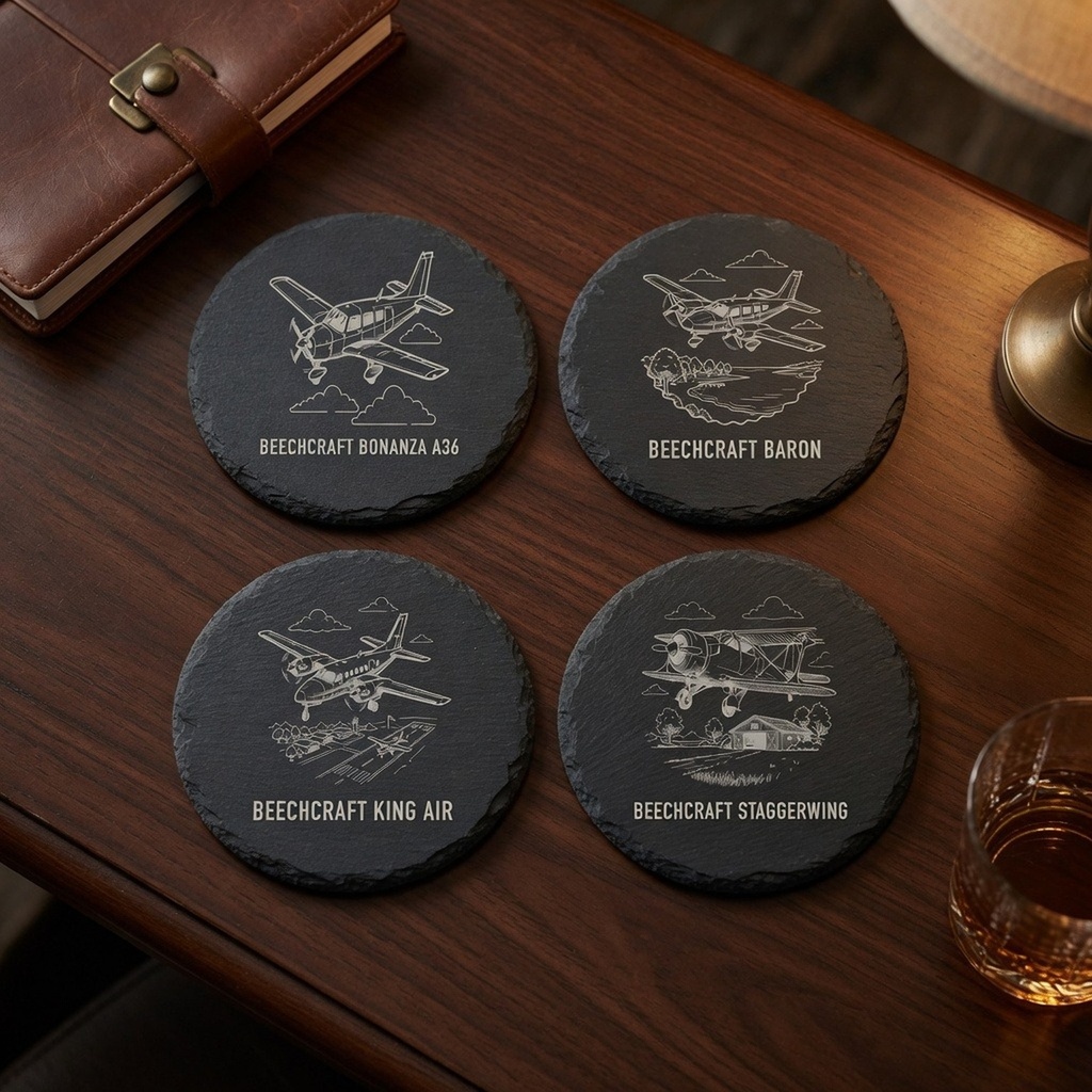 Beechcraft Pilot Coasters – Set of 4