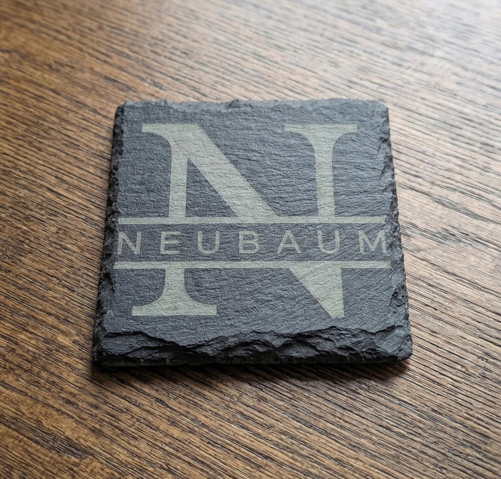 [COASTER-FAM-SQ-OPT1] Custom Family Name Slate Coasters – Set of 4 (Square, Option 1)