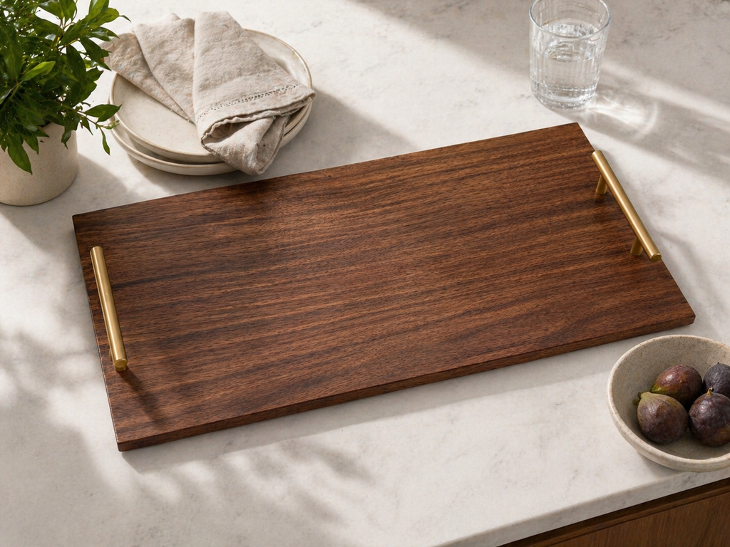 [WALNUT-CB-HEARTH-NOHNDL] Handmade Solid Walnut Charcuterie Board (Hearth (19×10), No Handles)
