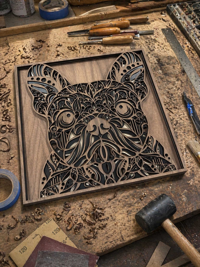 Layered French Bulldog Wall Art