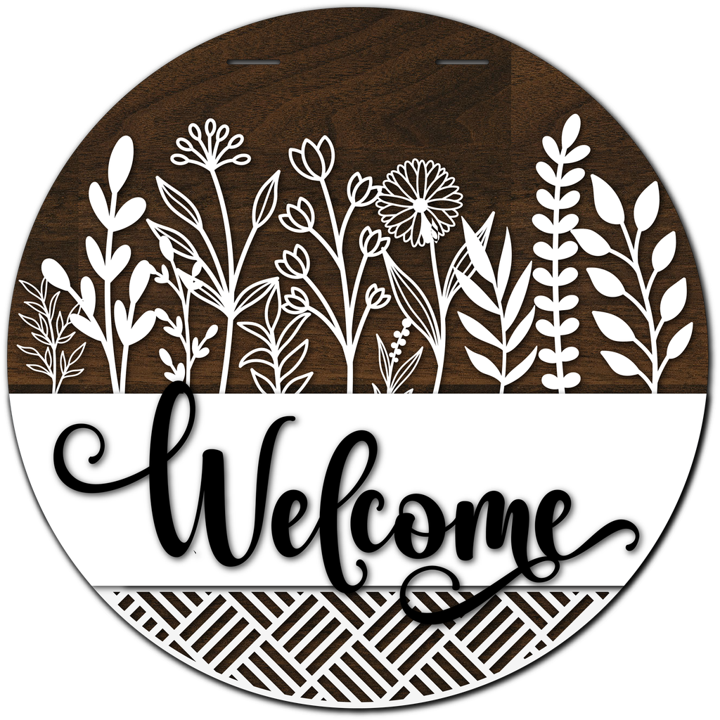 Welcome Door Hanger | Line of Flowers | Interchangeable Parts